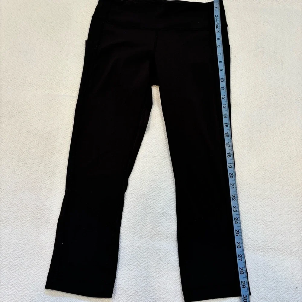 Lululemon Wunder Under Black Crop Leggings Size 6 Mesh Detail Drawstring Pockets